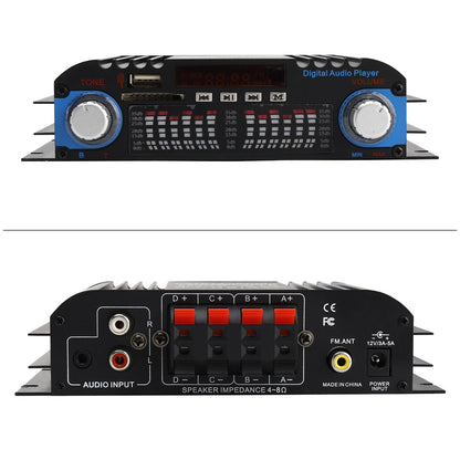 3 in 1 720W 4CH Sm Amplifier 12V 220V Hifi Audio Bluetooth USB SD FM Radio