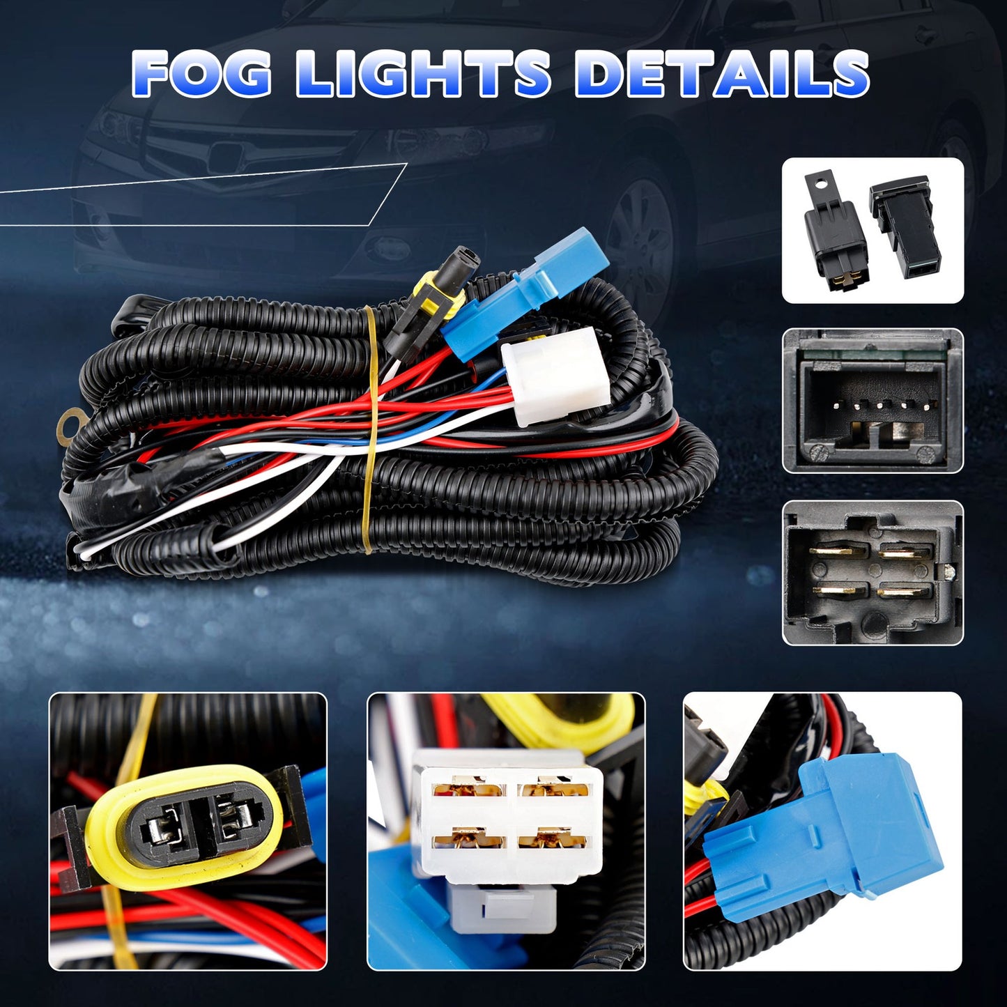 Fog Light Lamps Assembly For Honda Accord 2003-2007 Sedan w/ Bulbs & Harness Kit