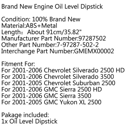 Duramax Diesel Engine Oil Level Dipstick GM Silverado/Sierra 2500/3500 HD 6.6