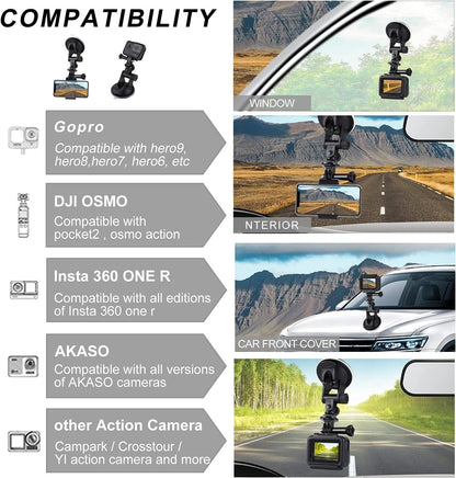 Car Window Holder Suction Cup Mount Windshield for GoPro Hero DSLR Nikon Camera
