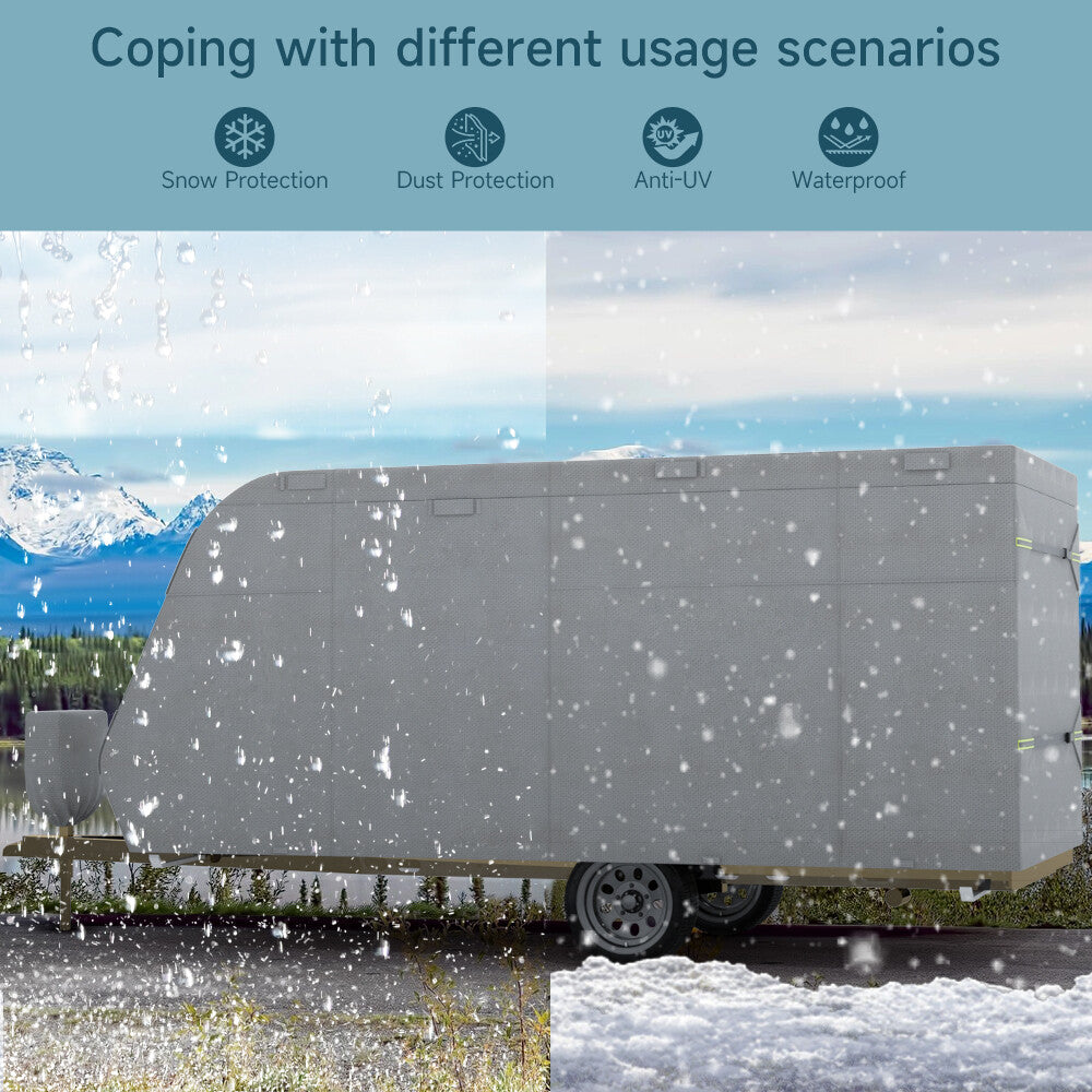 5-Layer Camper RV Cover 27'-30' Travel Trailer Windproof w/ Repair Patches