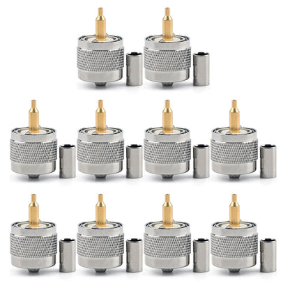 10x Connector UHF Male PL259 Plug Crimp RG58 RG142 LMR195 RG400 Cable