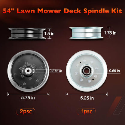 54" Mower Blade Spindle Belt Wheel Idler Kit For Cub Cadet ZT1 ZT2 Troy-Bilt MTD