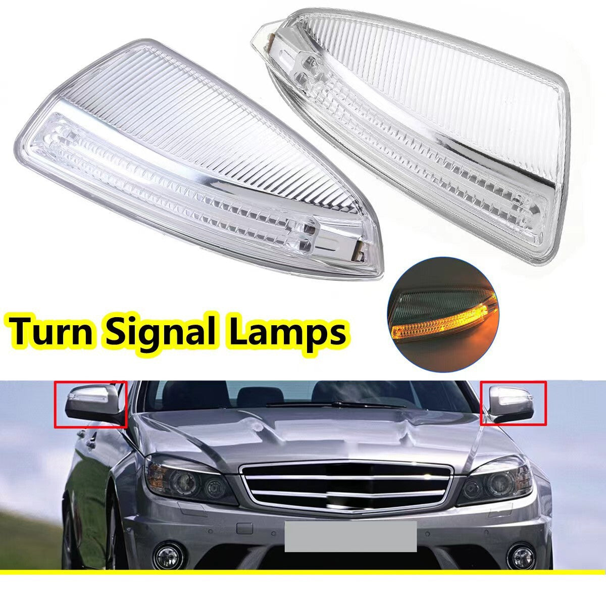 Pair Door Mirror Turn Signal Light Fits Mercedes Benz C250 C300 C350 C63 2008-14