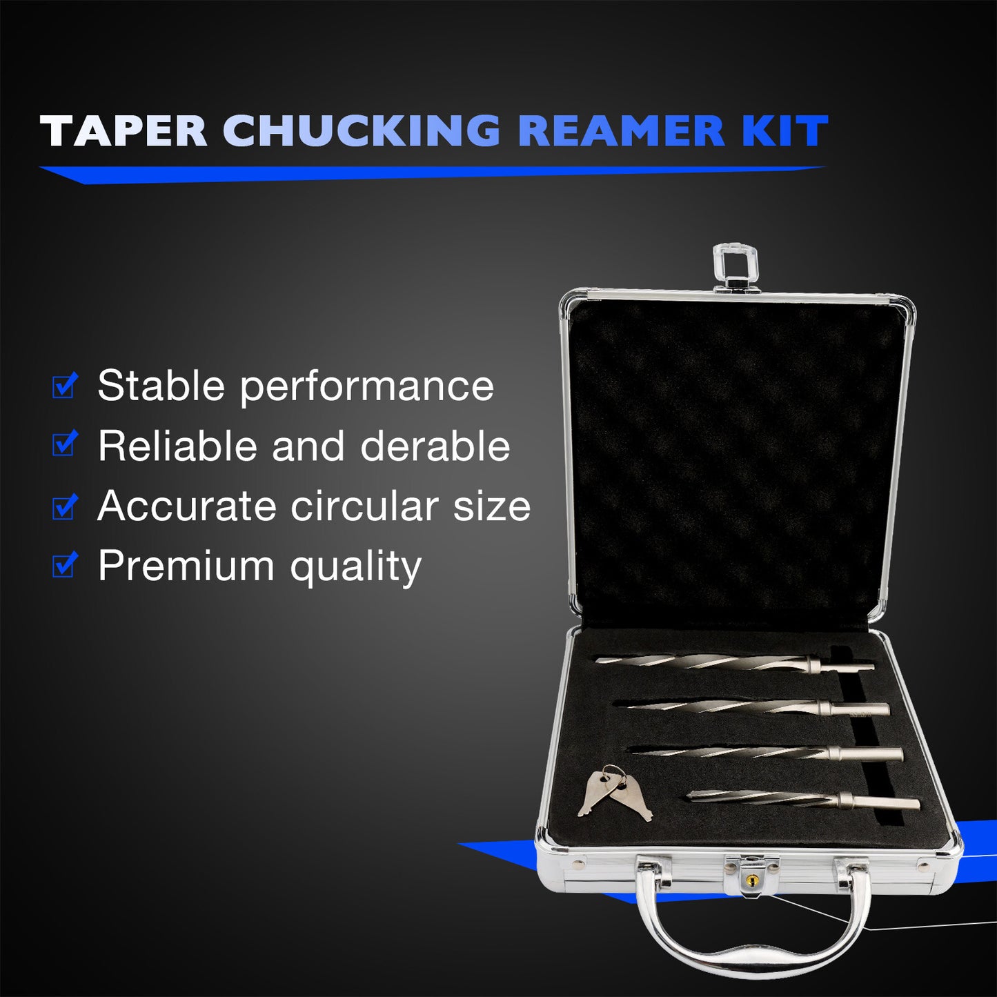 M2 HSS 3/8" 1/2" 5/8" 3/4" Taper Chucking Reamer Set Fits 3/8", 1/2" Reamers Bit