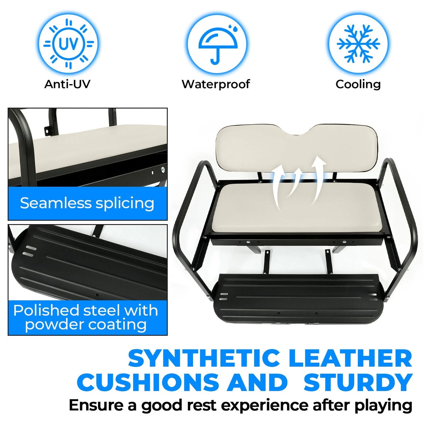 Solid Spare For Yamaha Drive G29 Golf Cart Flip Rear Back Seat 07-16 - Off White Cushions