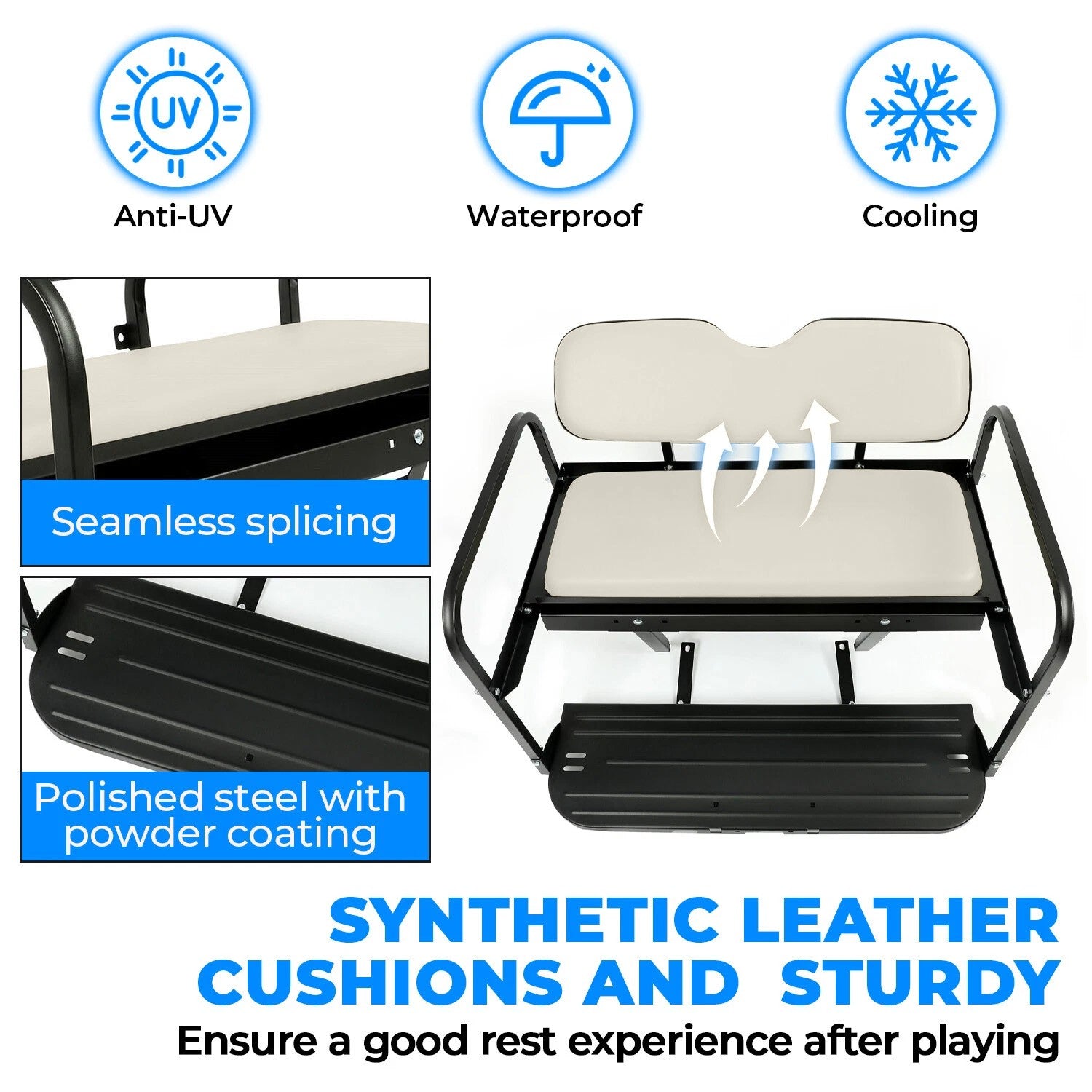 Solid Spare For Yamaha Drive G29 Golf Cart Flip Rear Back Seat 07-16 - Off White Cushions