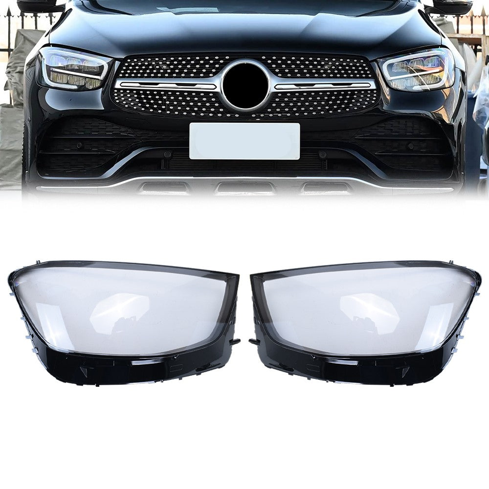 Fit For 2019-2022 Mercedes-Benz W253 X253 C253 Headlight Lens Covers Left+Right