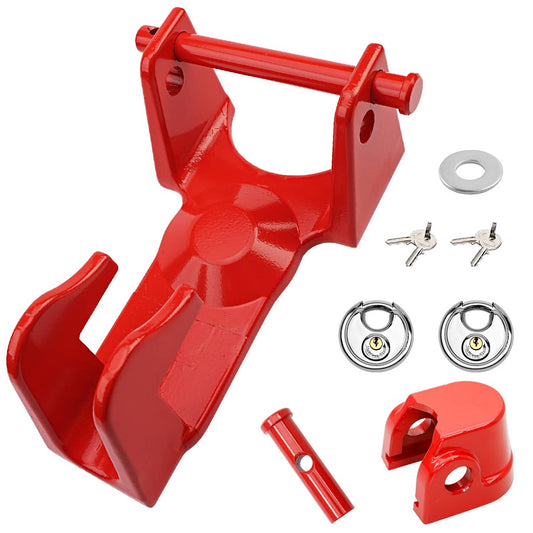 Solid Spare Gooseneck Trailer Hitch Lock w/ 2x key lock For RV Heavy Duty Trailers Red