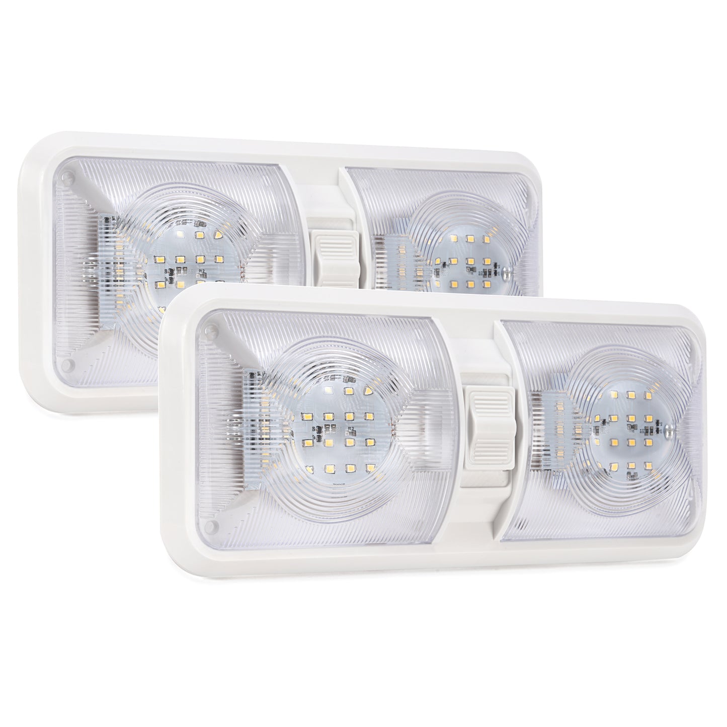 Solid Spare 2PCS 12V LED White Ceiling Fixture Double Dome Light For Camper Trailer RV