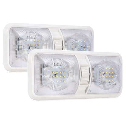 Solid Spare 2PCS 12V LED White Ceiling Fixture Double Dome Light For Camper Trailer RV