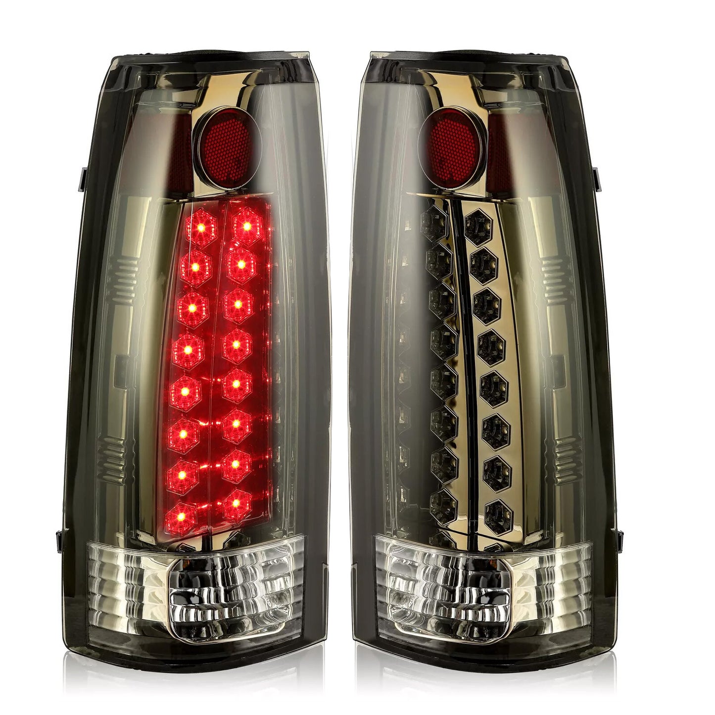 Solid Spare DOT Fits 88-98 Chevy GMC C/K 1500-3500 Yukon Silverado Smoke LED Tail Lights