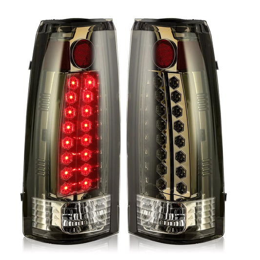 Solid Spare DOT Fits 88-98 Chevy GMC C/K 1500-3500 Yukon Silverado Smoke LED Tail Lights