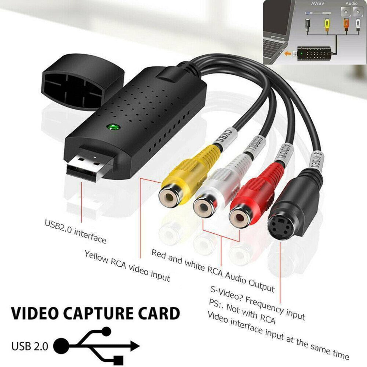 Video Capture Card VCR VHS to Digital DVD Converter Fit for Mac Windows 10 8