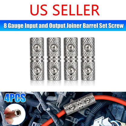 4pcs Wire Coupler Terminal Butt Connector 8 GA Gauge Input and Output Set Screw