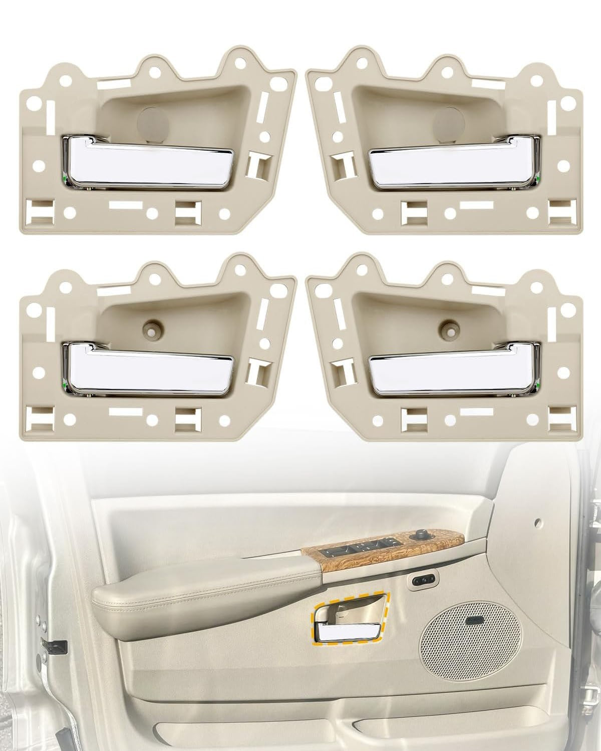 4Pcs Inside Interior Door Handle Front & Rear Side For 05-10 Jeep Grand Cherokee