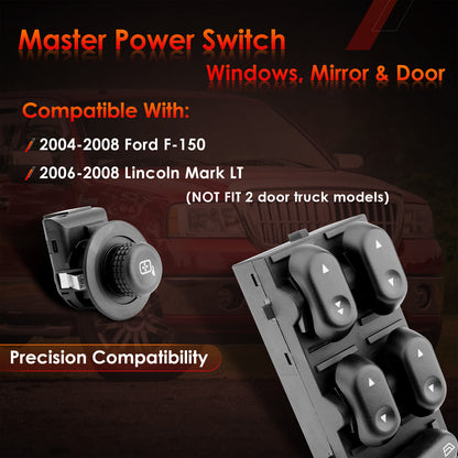 Driver Side Master Power Window Mirror Door lock Switch For 2004-2008 Ford F-150