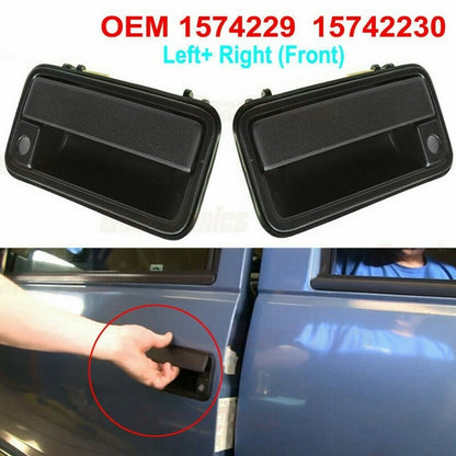 Black Front Exterior Outside Door Handle Pair Set of 2 NEW for GM Pickup Truck