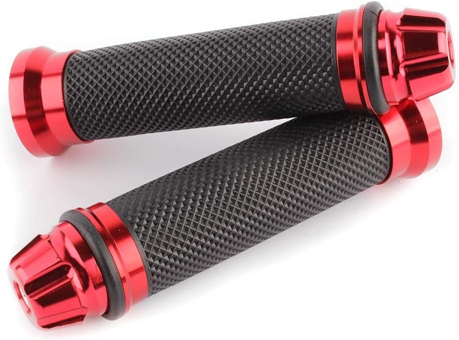 Red 7/8" & 1" Handlebar Hand Grips Rubber Gel For Honda Suzuki Kawasaki Yamaha