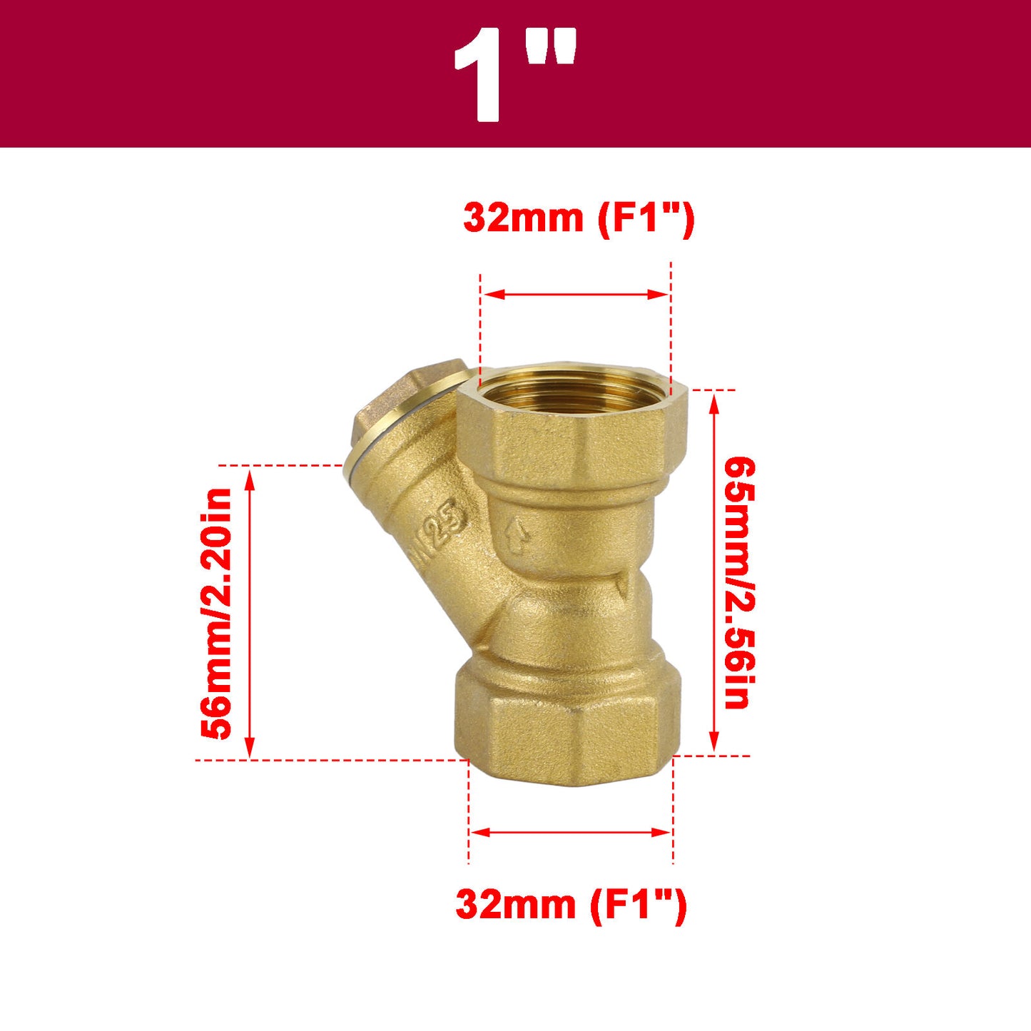 1" NPT Thread Y Shaped Brass Strainer Filter Valve Connector For Water Oil