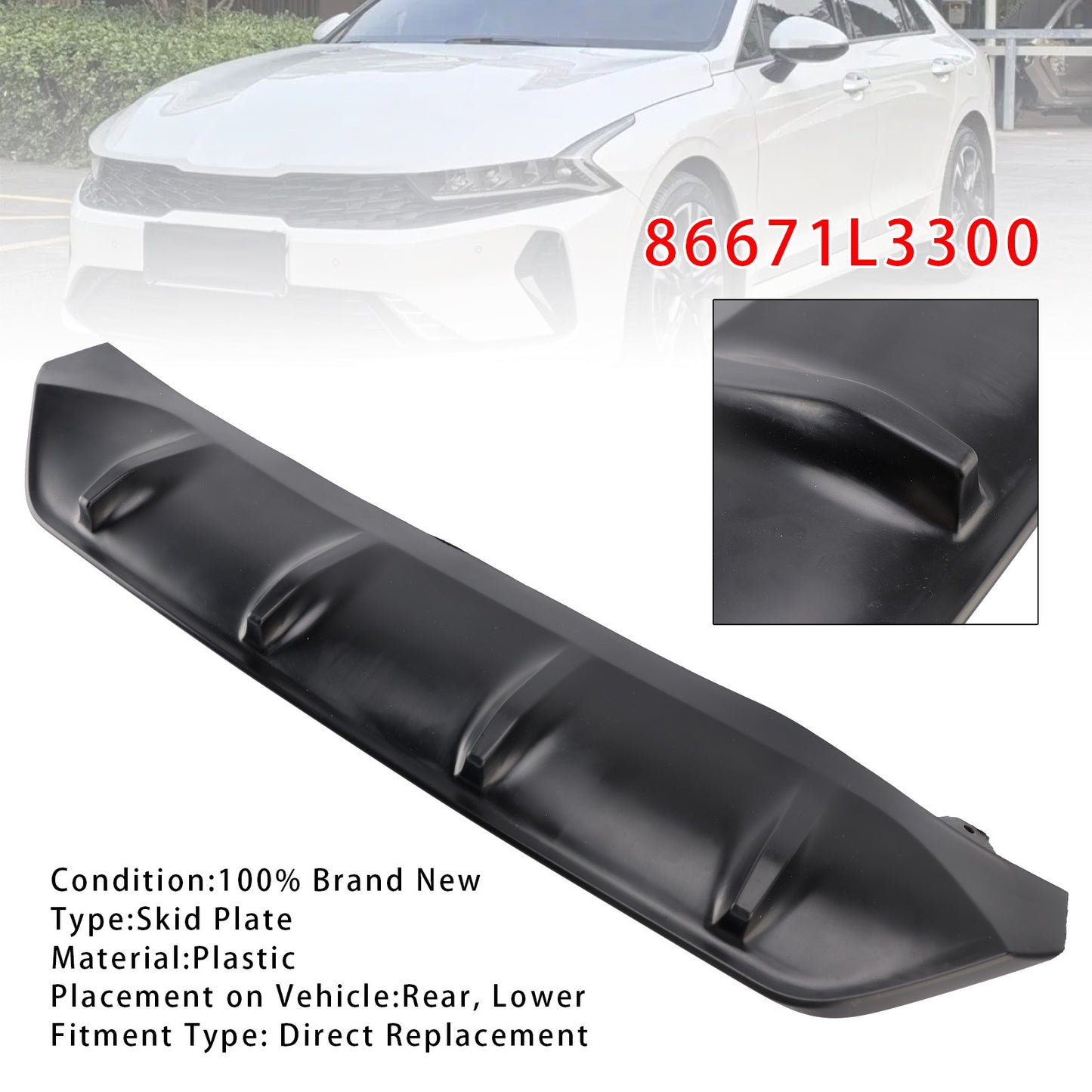 New Rear Lower Bumper Skid Plate Shield For Kia K5 2021-2024 86671L3300