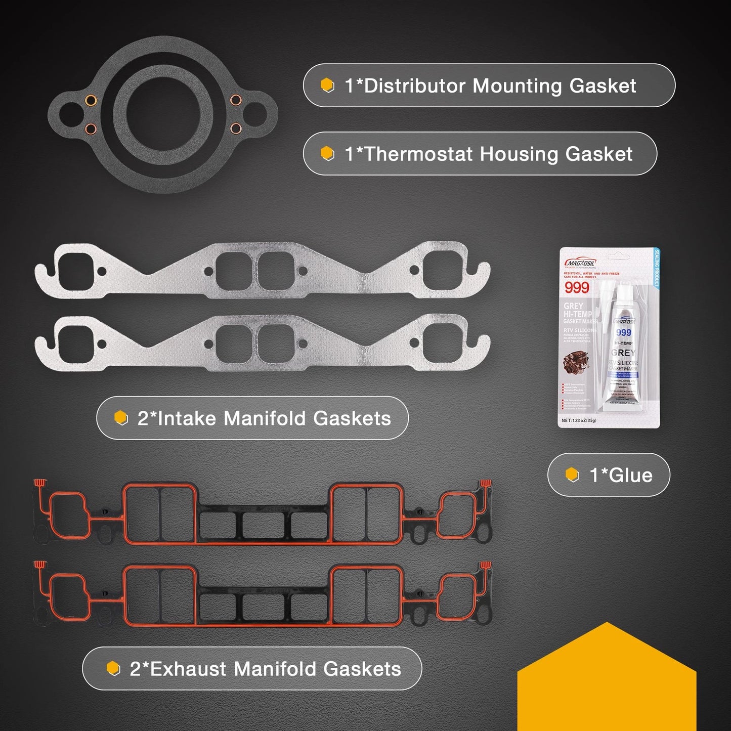 Cylinder Head Gasket Set For 350 CID Mercruiser Volvo Penta Crusader GM Marine