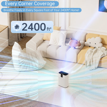 Air Purifier for Home Bedroom Office Large Room Up to 2400 Ft² Dust W/ 2 Filters