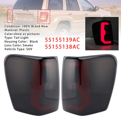 2PCS Smoke Black Brake Tail Lights Tailight For Jeep Grand Cherokee 1999-2004