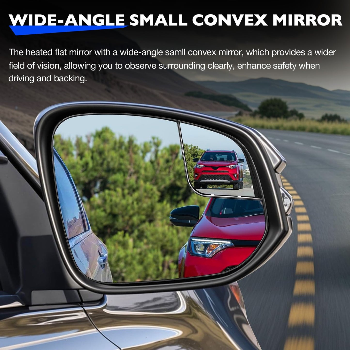 Right Passenger Side Convex Mirror Glass w/ Power Heated For 14-20 Toyota Sienna
