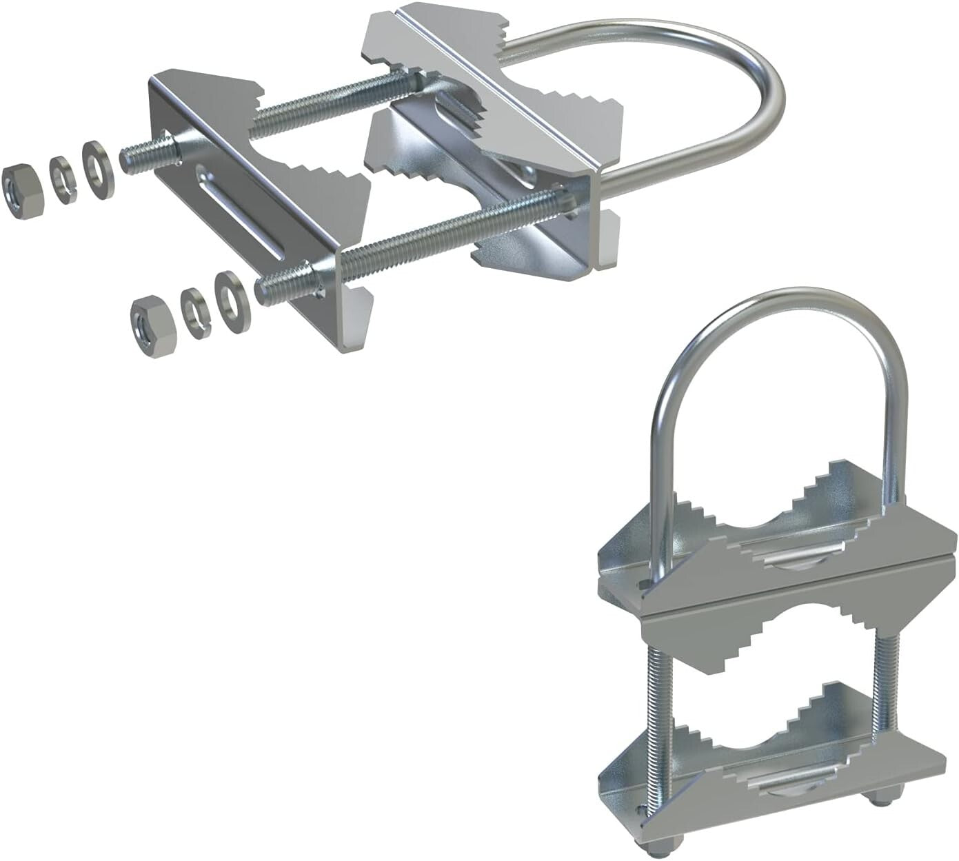Double Antenna Mast Clamp, Antenna Mount Bracket Kit V Jaw Block with U Bolts