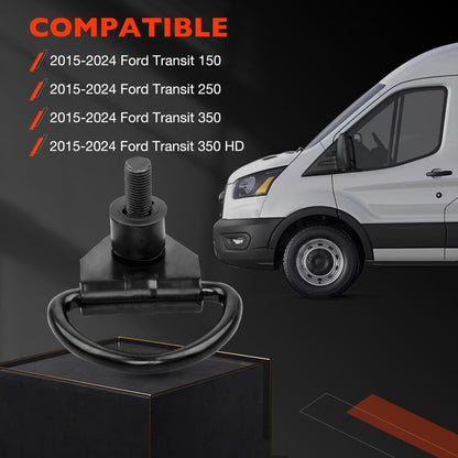 6x Black Steel Rear Cargo D-Hooks For 2015-2024 Ford Transit 150 250 350 350HD