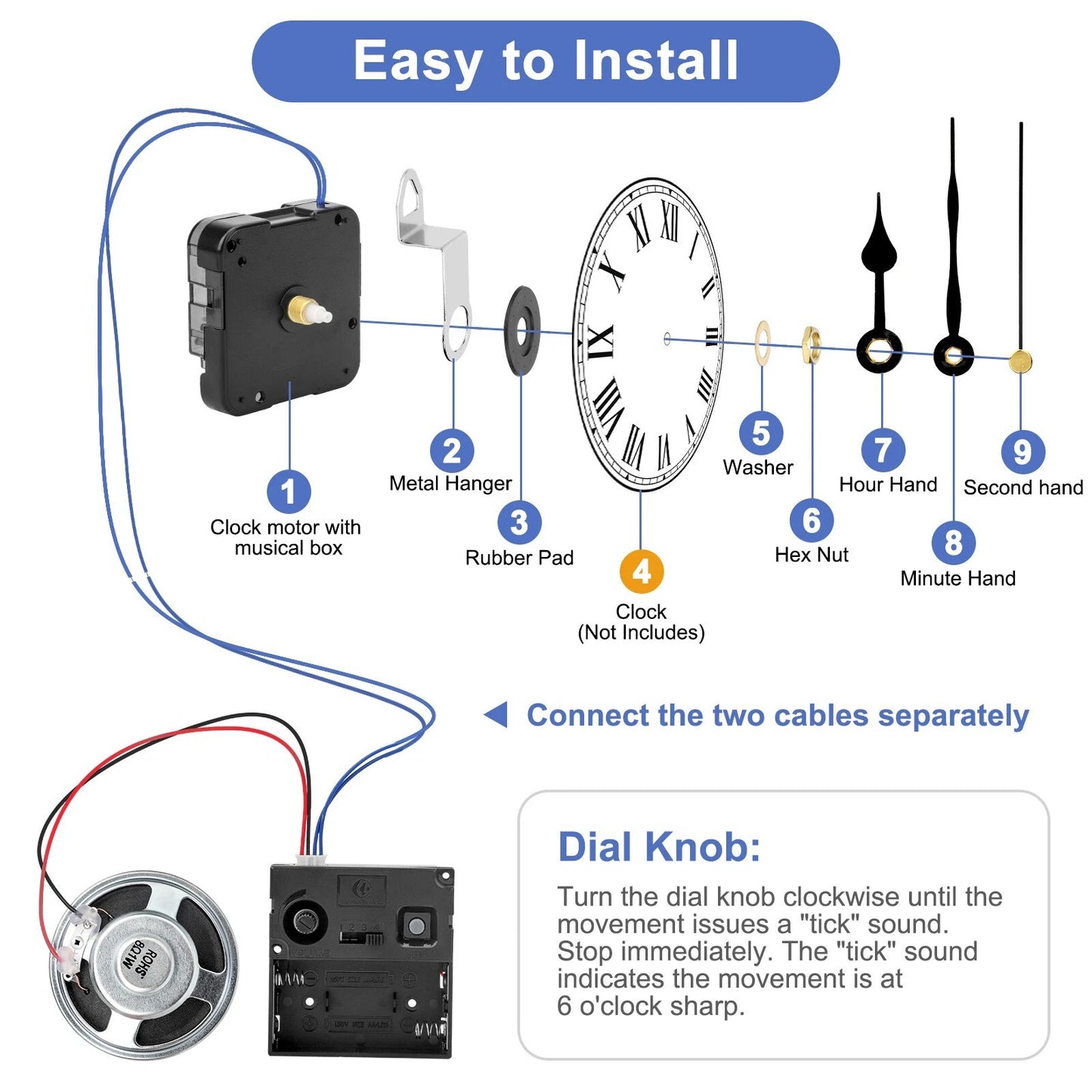 Quartz Wall Clock Movement Mechanism DIY Replacement Hands Repair Tool Kit