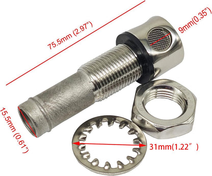 Stainless Steel Through Hull Air Vent Ideal for Multiple Fuel Tank Systems
