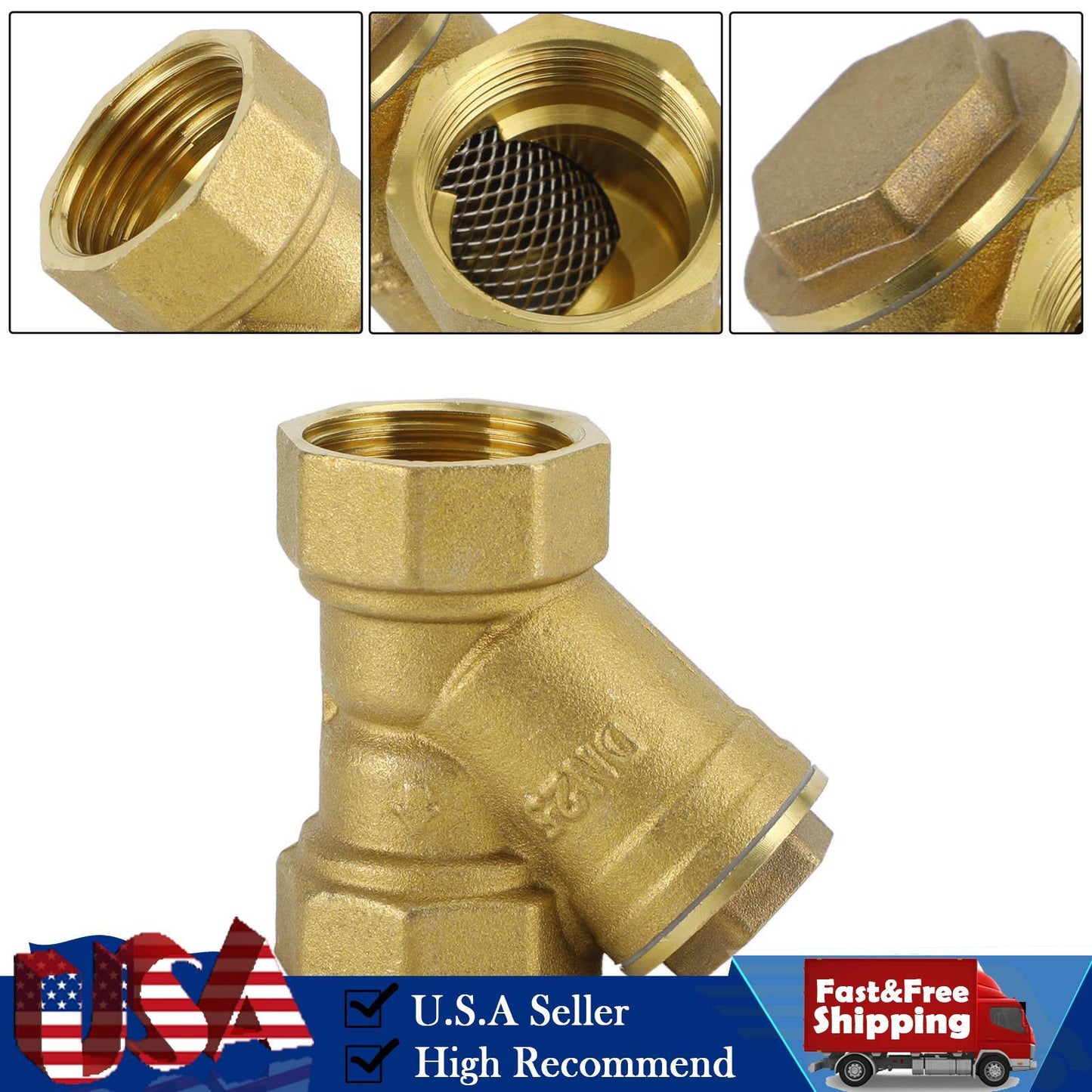 1" NPT Thread Y Shaped Brass Strainer Filter Valve Connector For Water Oil