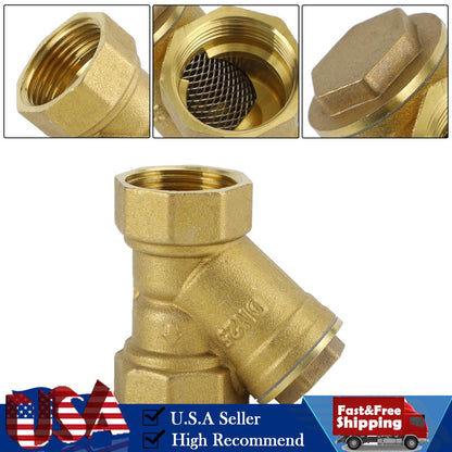 1" NPT Thread Y Shaped Brass Strainer Filter Valve Connector For Water Oil