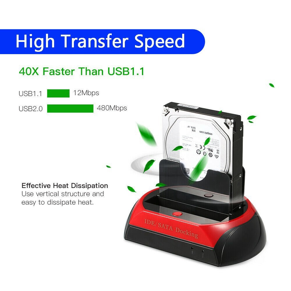 ALL in One HDD Docking/Dock Station HD Dual Bay USB to SATA IDE 2.5" 3.5" US