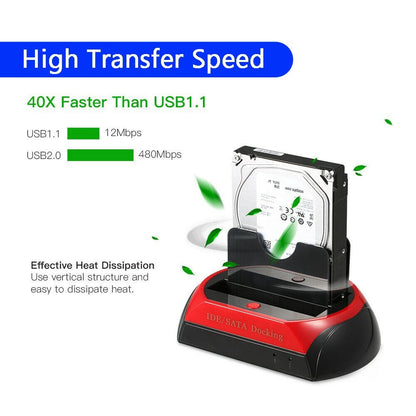 ALL in One HDD Docking/Dock Station HD Dual Bay USB to SATA IDE 2.5" 3.5" US