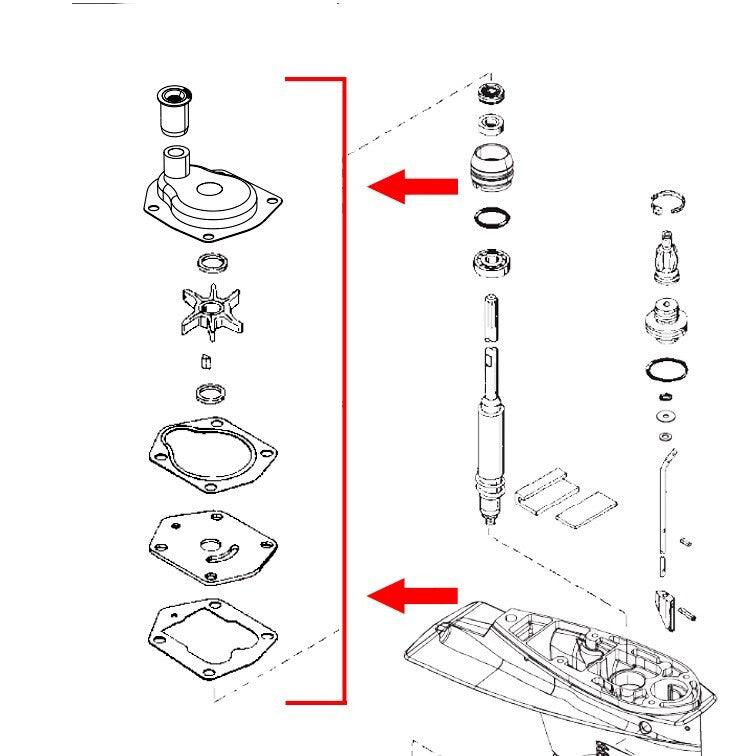Water Pump Repair Kit for Mercury Mariner 25-50 HP Outboard - 821354A04, 18-4531