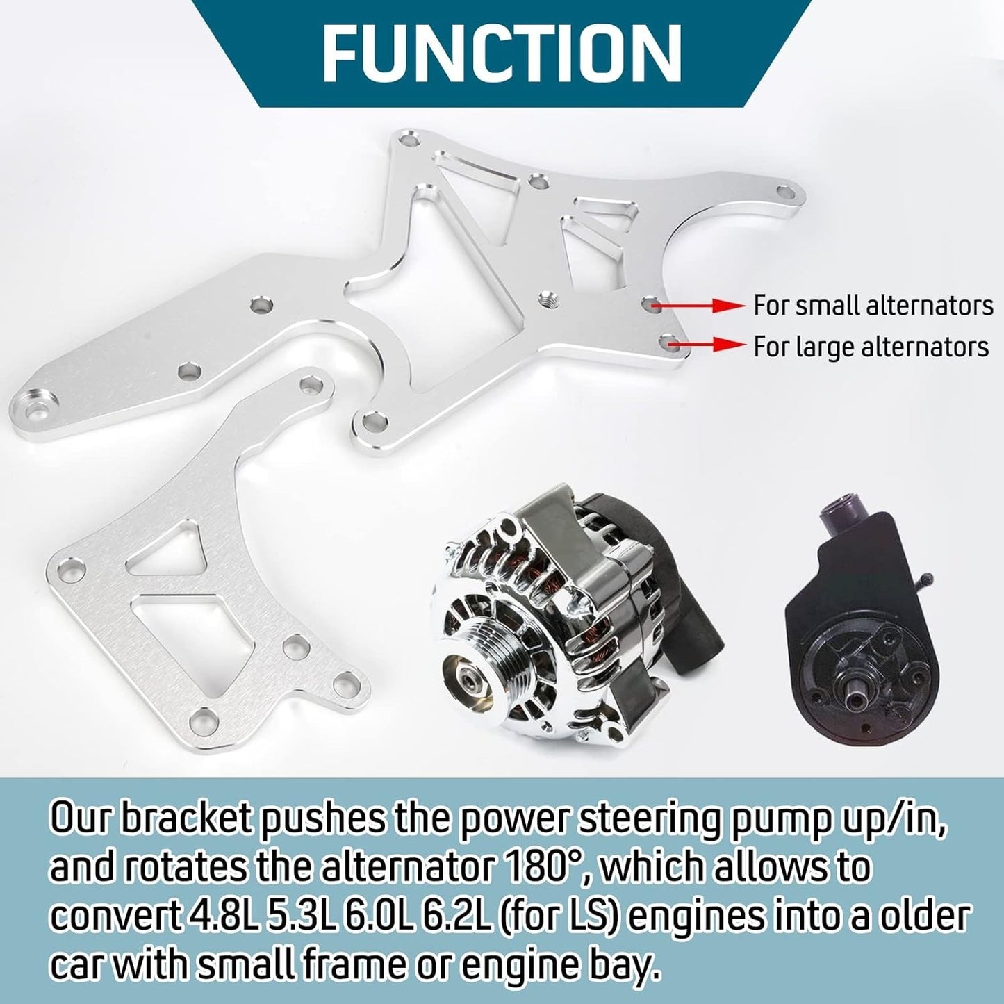 New LS Engine Serpentine Bracket Alternator Power Steering Pump Swap Conversion