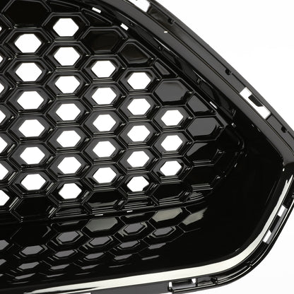 Solid Spare For 2018-2022 Ford Mustang Front Upper Grille + Lower Mesh Grill Honeycomb Black