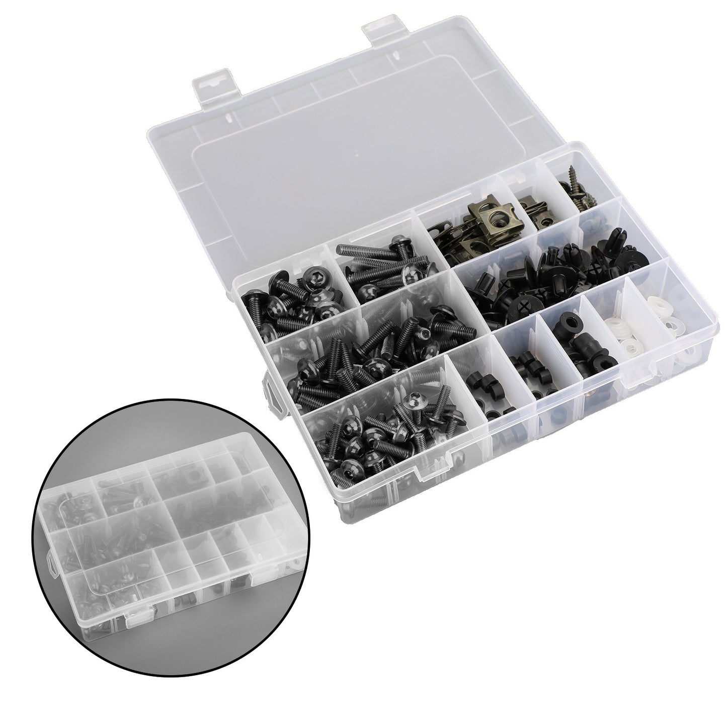 223PCS Fastener Clip Screw Bolt Kit Motor Sportbike Windscreen Fairing BK New