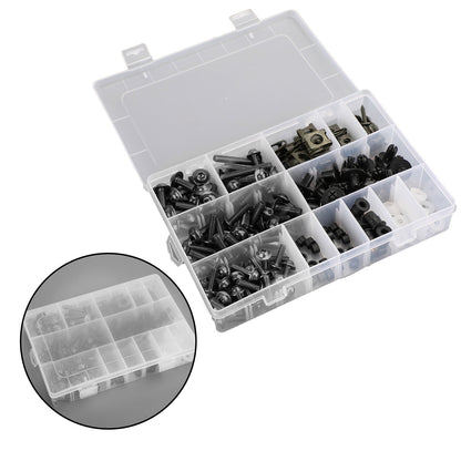 223PCS Fastener Clip Screw Bolt Kit Motor Sportbike Windscreen Fairing BK New