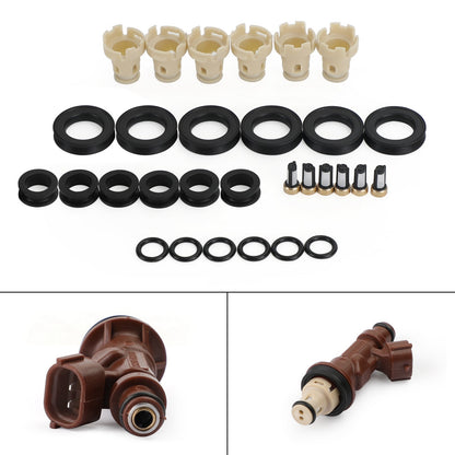 6PCS Fuel Injectors Rebuild kit o-rings Seals Filters Caps Fit Toyota 3.4 5VZFE