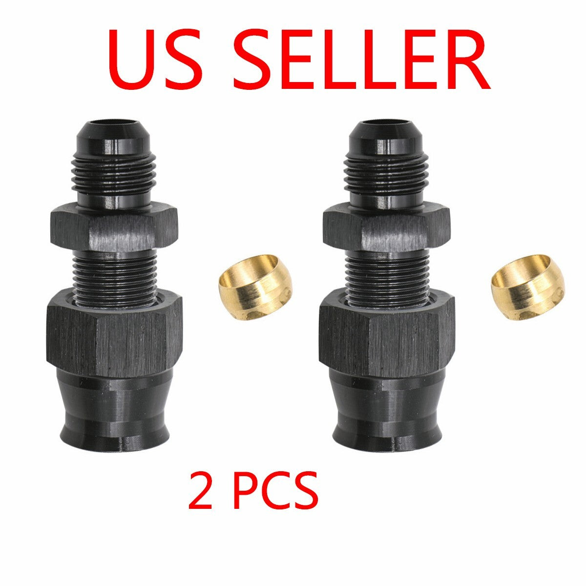 6AN Male to 5/16" Hardline Compression Fitting Adapter Aluminum 2Pcs