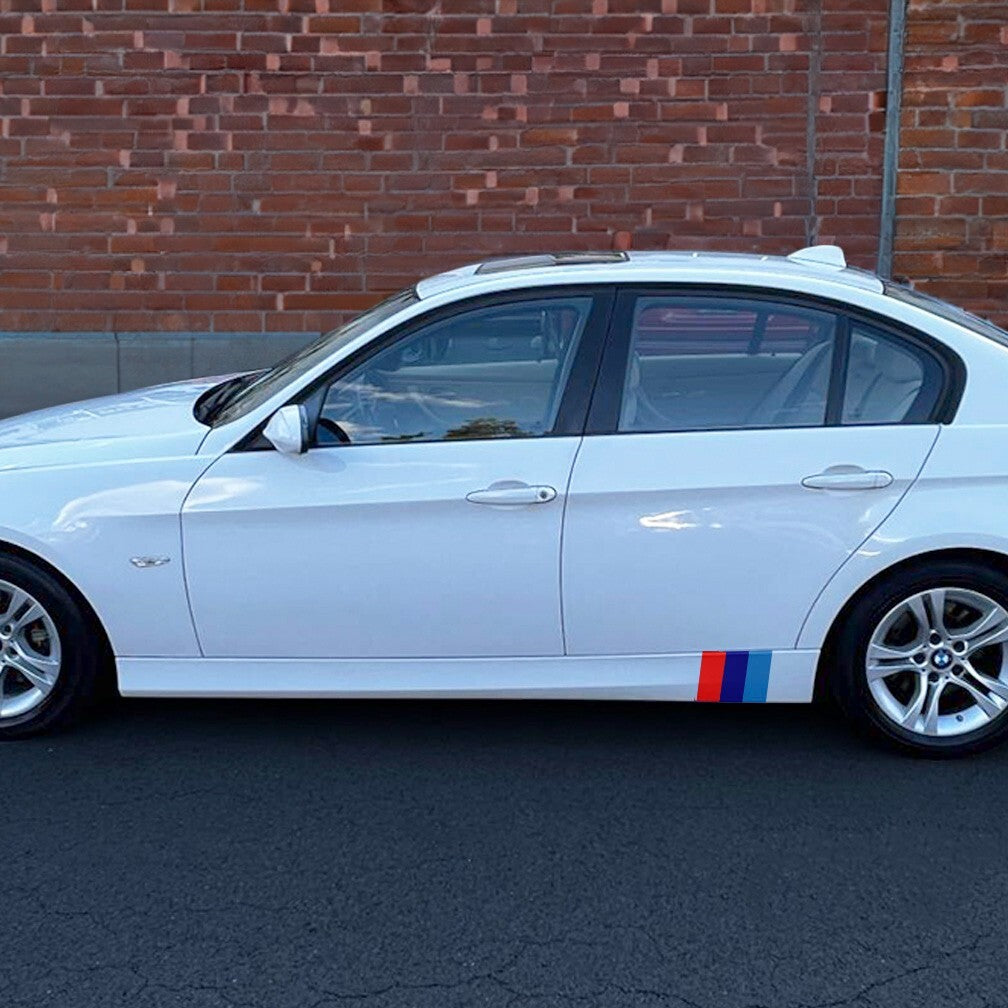M Style SideSkirt Hash Mark Racing Stripe Rally Decal Kit For BMW 3 Series