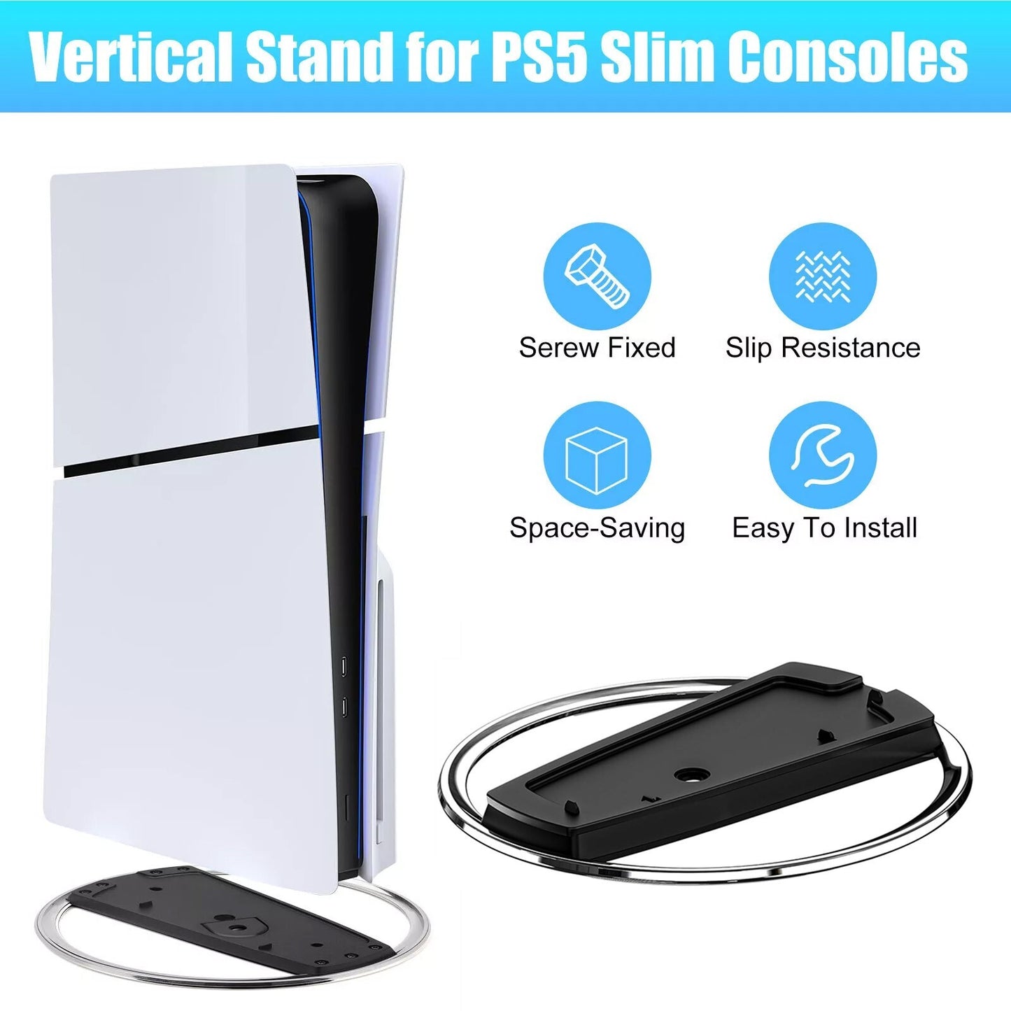 Vertical Stand For PS5 Consoles / PlayStation 5 Slim Game Dock Base Accessories