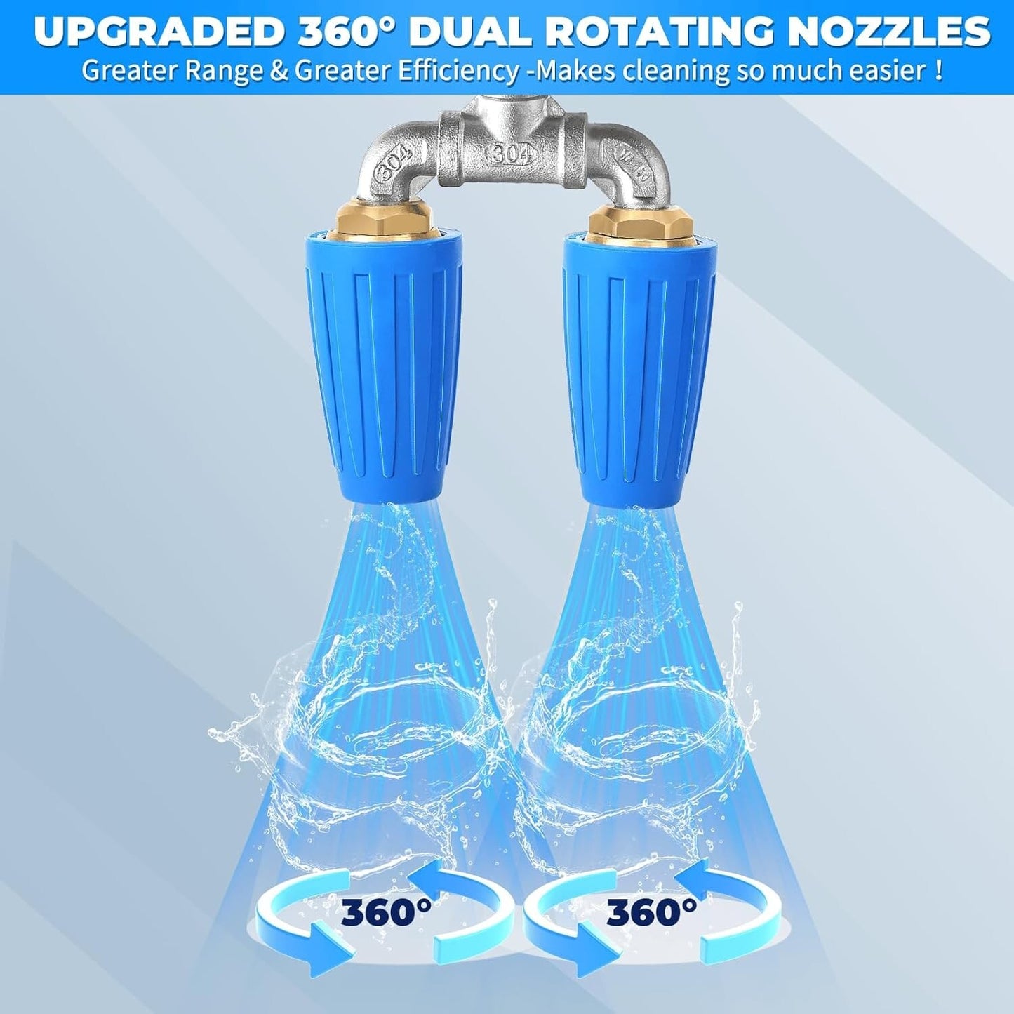 360 Rotating Pressure Washer Dual Turbo Nozzle 1/4in. Quick Connector 2.5