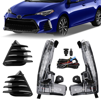 LED DRL Daytime Running Fog Light Lamp Kit For 2017-2019 Toyota Corolla SE XSE