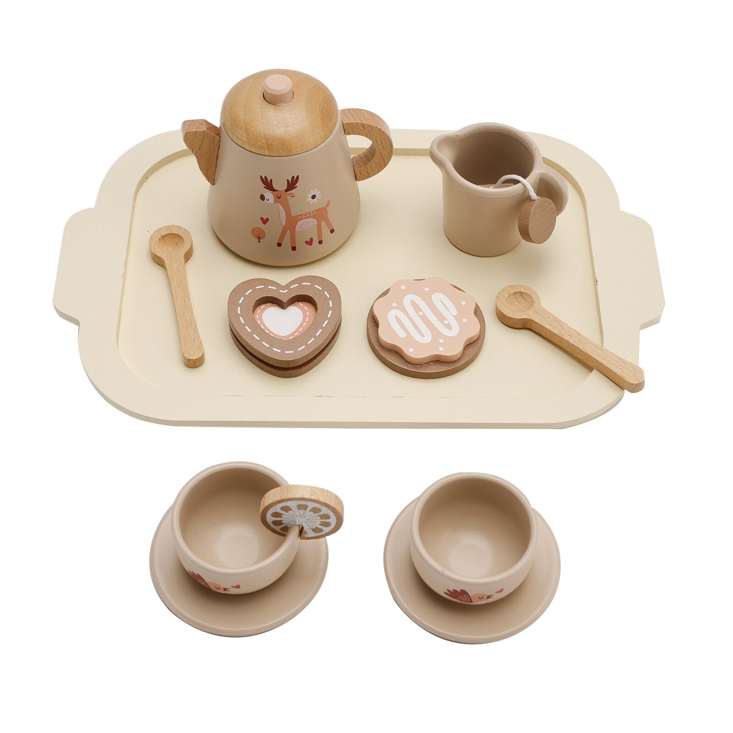 13Pcs Western Kitchen Wooden Tea Sets Play Kitchen Dishes/Tea Set For Kid
