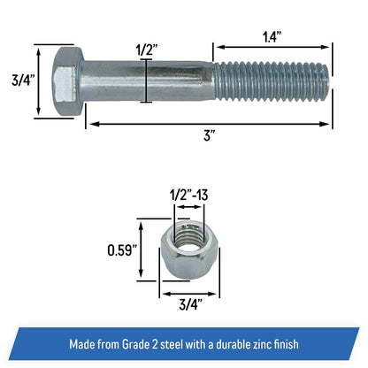 Grade 5 Shear Bolt Set 1/2"x3" for Bush Hog Razorback Series - 50074654 (5 Pack)